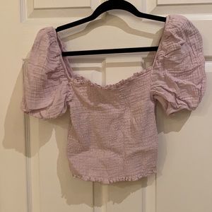 Socialite puff sleeve smocked top lilac